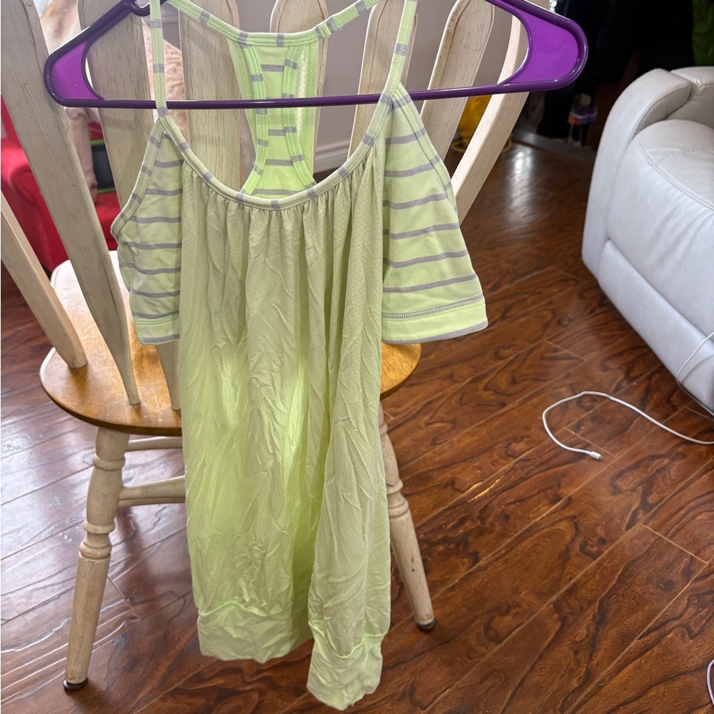 Lime Green Striped women’s lululemon tank top